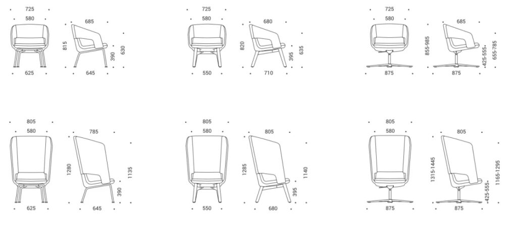 Dimenzije uredske fotelje Twist&Sit Soft