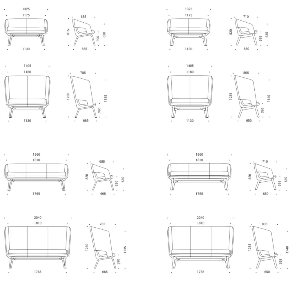 Dimenzije za spajanje uredska fotelja Twist&Sit Soft